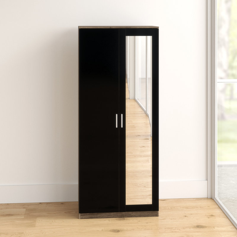Wilhelmine 2 Door Manufactured Wood Wardrobe, Black