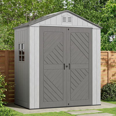 PawsomePad 6' x 6' FT Lockable Resin Outdoor Storage Shed with Floor and Door