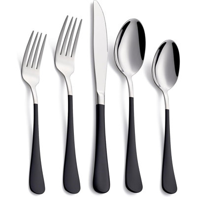 18/0 Stainless Steel Black Handle Flatware Set