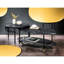 2 tables gigognes avec dessus en faux marbre et cadres en métal noir