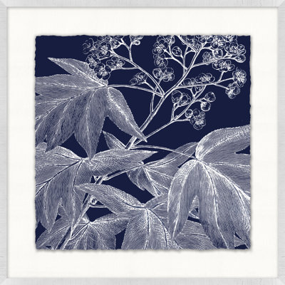 Transitional Leaf Composition On Navy 6 Print