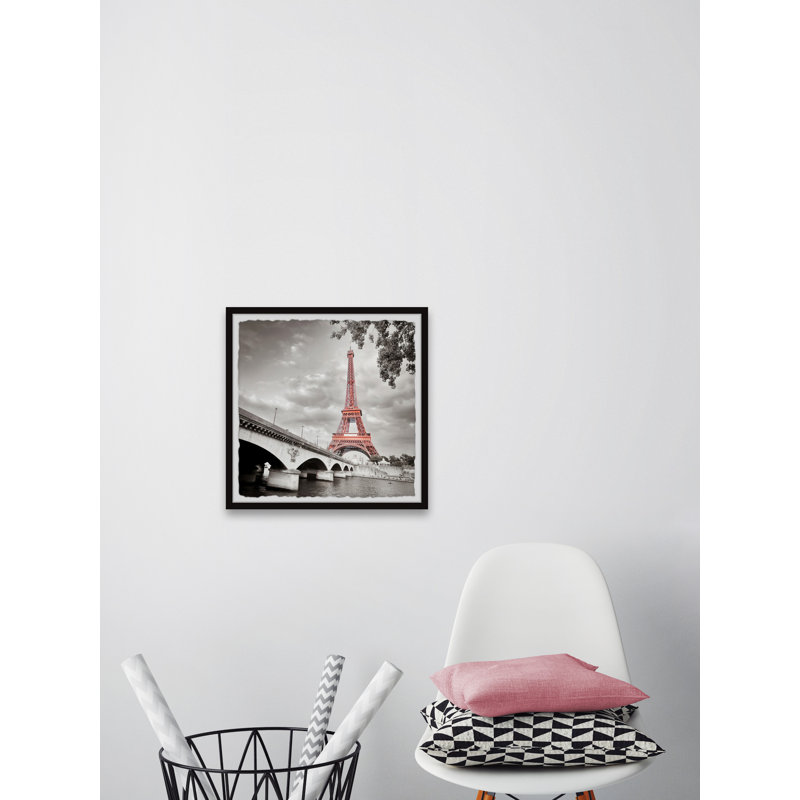 Red Eiffel Tower - Single Picture Frame Print, 61cm H x 61cm W x 3.81cm D