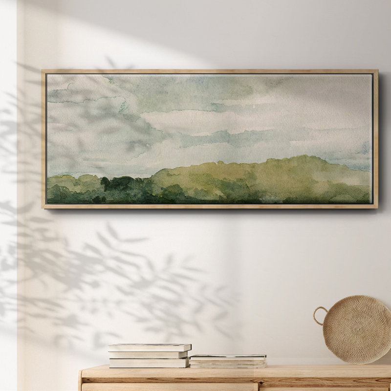 Riverside I- Framed Canvas, 12" H x 30" W