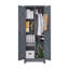 Armoire de rangement robuste 65 po avec portes verrouillables, tablettes réglables et tringle de suspension, casier utilitaire tout acier pour le garage, le sous-sol et les outils de nettoyage-1626171687