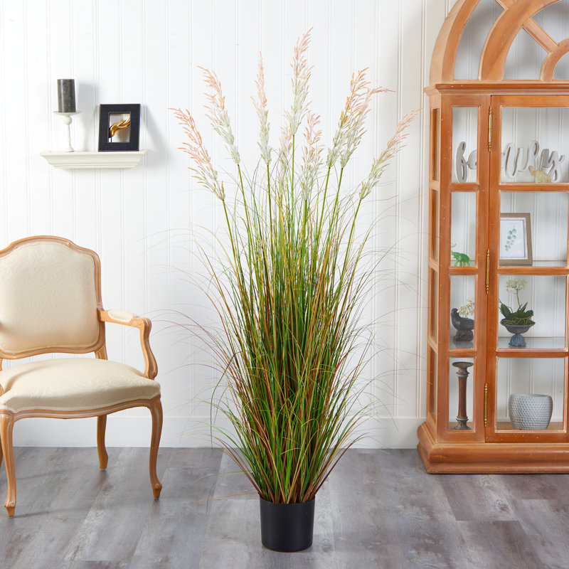 Faux Grass in Planter, 66" H x 30" W x 30" D, Yellow