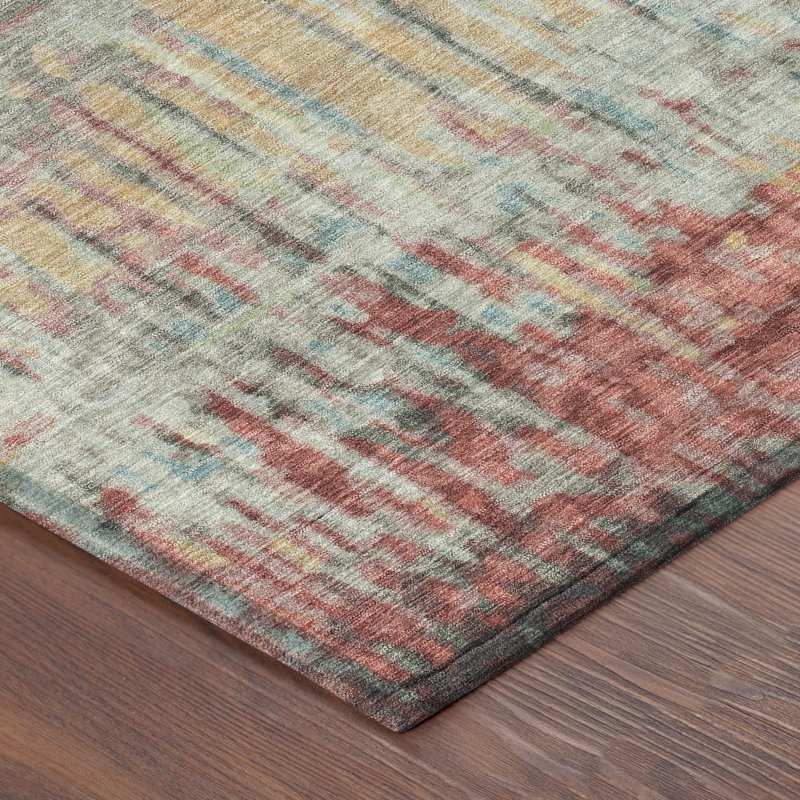 Machine Washable Indoor/Outdoor Chantille ACN2428 Abstract Rug, 8' x 10', Coral