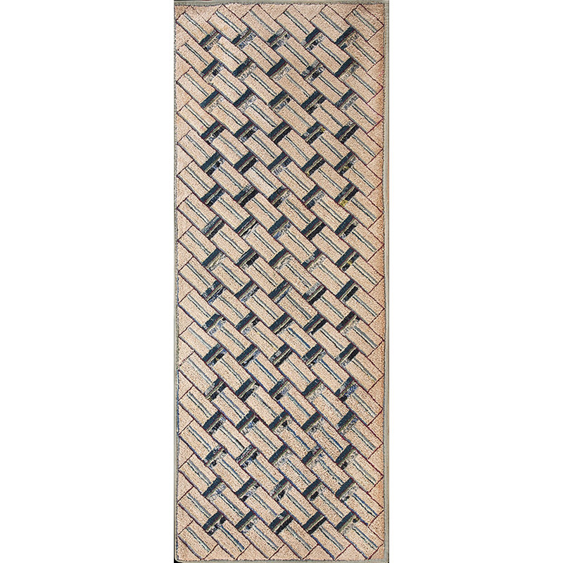 Ivory American Antique Hooked Wool Small Scatter Size 1930s Rug