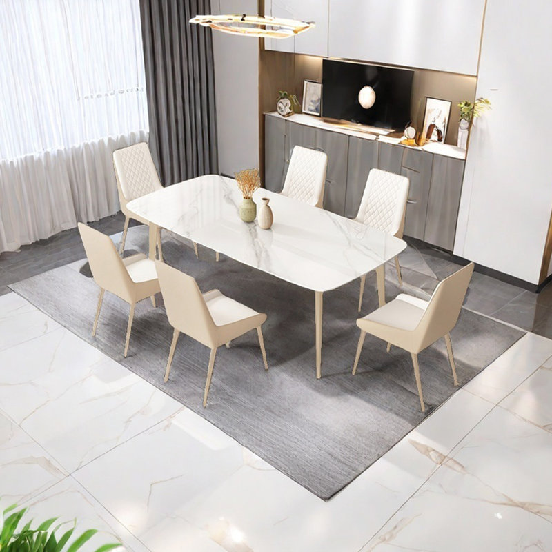 Table de salle à manger en ardoise de style crème, H 29,52 po x L 70,86 po x l 35,43 po