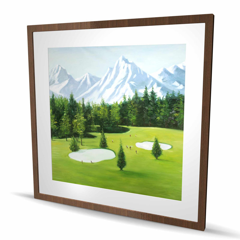 Golf Course with Mountains View - reproduction encadrée pour Man Cave
