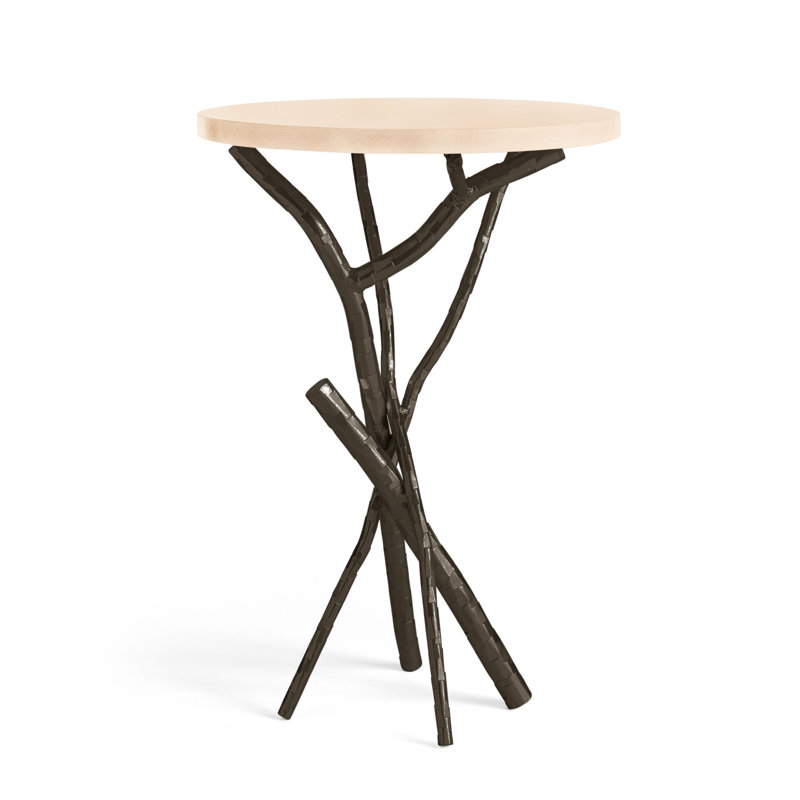 Brindille Wood Top Accent Table, Oil Rubbed Bronze, Maple Natural