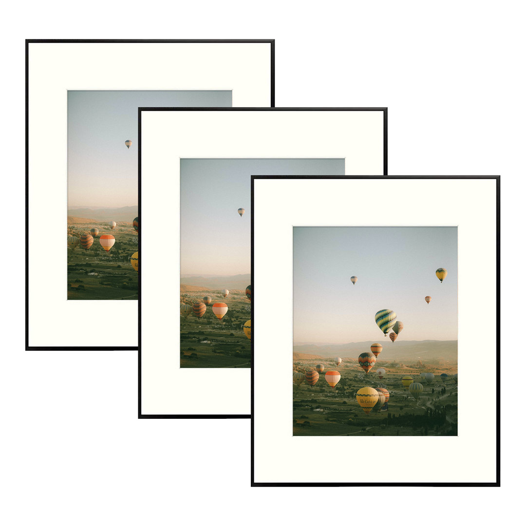 16x20 Gallery Picture Frame, Display Poster 11x14 with Ivory Mat, for Photo Collage Canvas (Set of 3) Latitude Run®