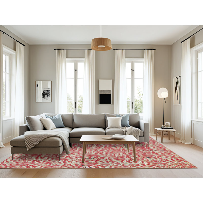Tapis rose tissé à la machine, Rectangle 8 pi x 12 pi