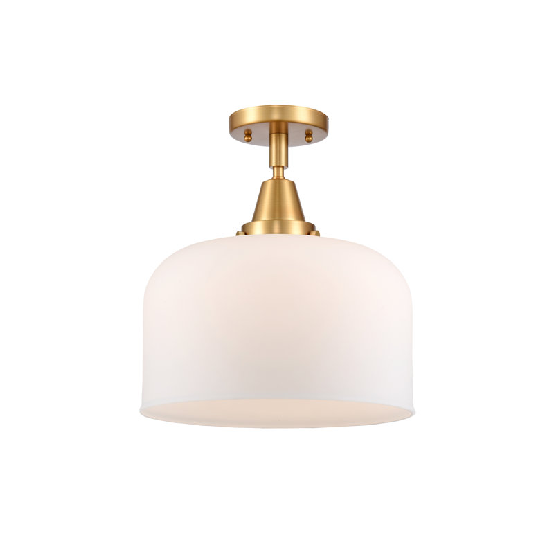Plafonnier encastré en verre Amede, H 12,5 po x l 12 po x P 12 po, Blanc mat, Or satiné