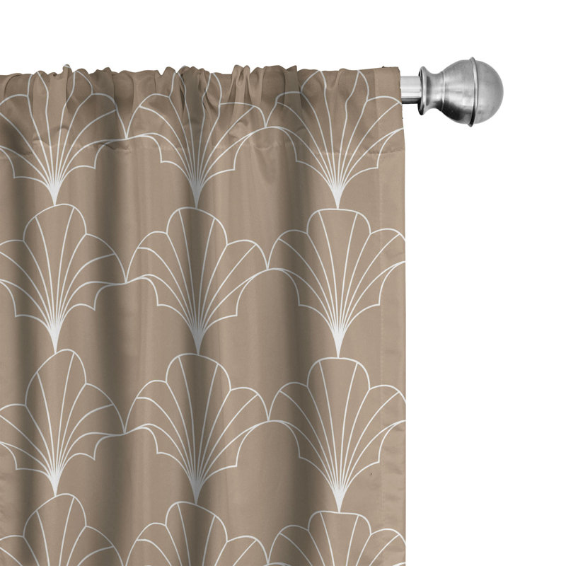 Paire de rideaux semi-transparents en microfibre Toupin, L 56 po x L 63 po, Brun pâle / blanc