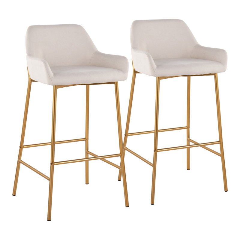 Tabouret 30 ", Tabouret de bar (siège d'une hauteur de 30 po), Doré, Velours gris