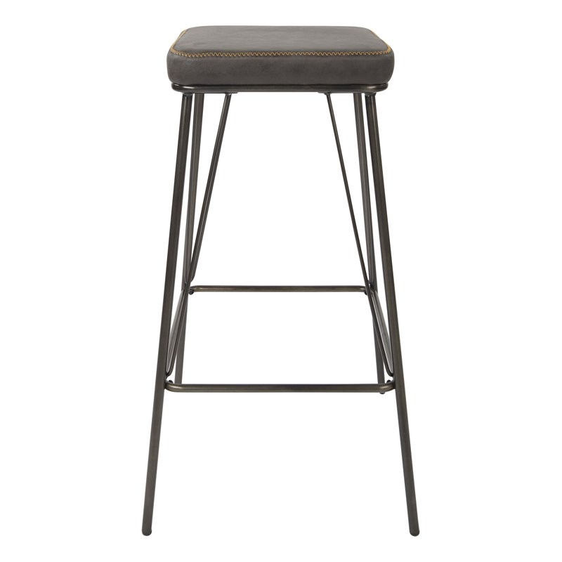 Mellinger Upholstered Counter Stool with Metal Frame, Charcoal Faux Leather, Bar Stool (30" Seat Height)