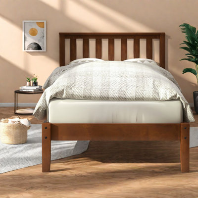 Lits simples en bois massif, finition noyer, style moderne pour la maison