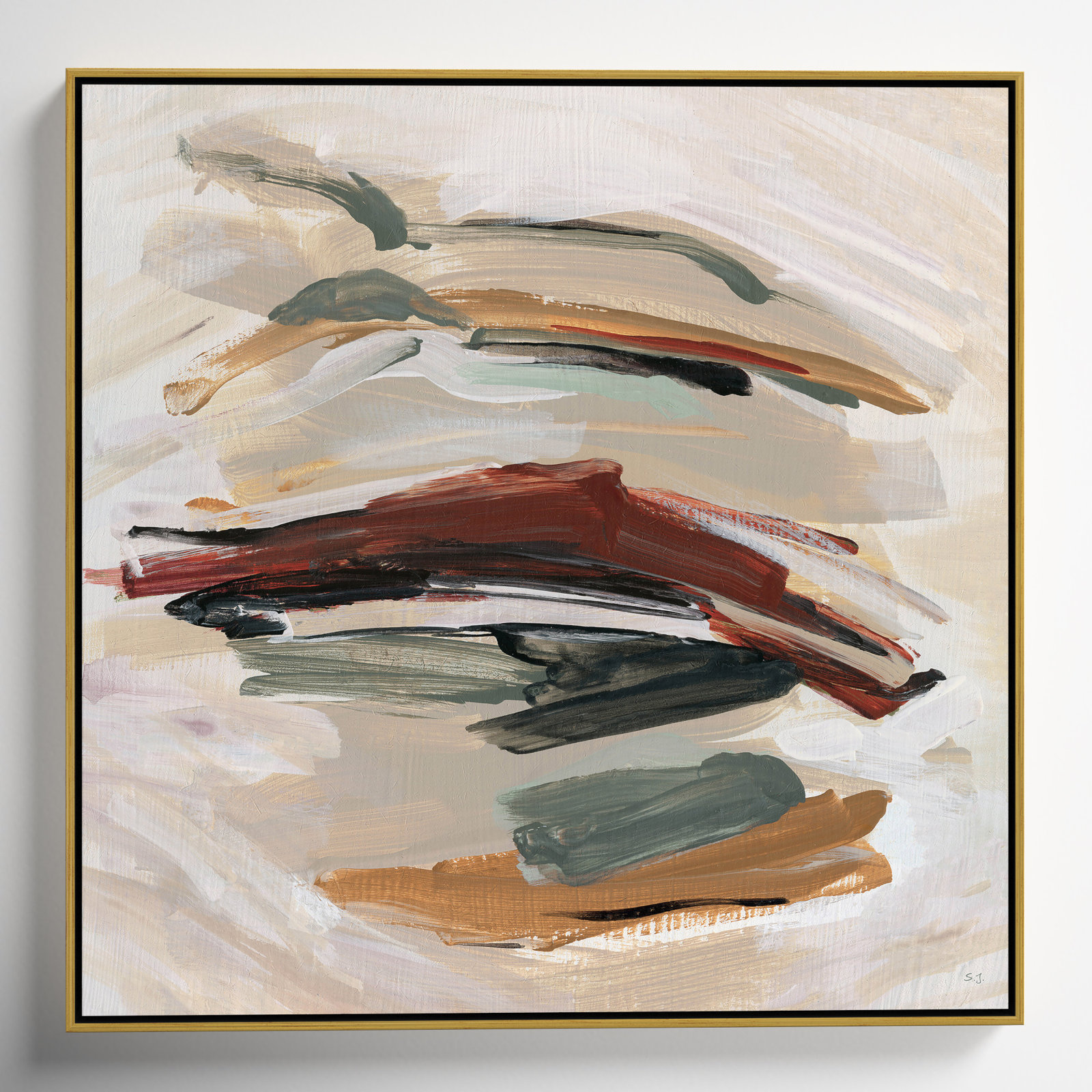 Carmina "Spring Shadows" Painting by Susan Jill, Gold , 37.5" H x 37.5" W