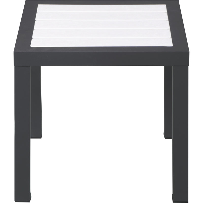 Ventrell Square Wood Metal Outdoor Side Table , 17'' in. W in. D, White/Dark Grey