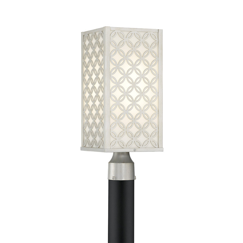 Lampadaire d'extérieur à DEL Clover - Argent vieilli avec verre blanc