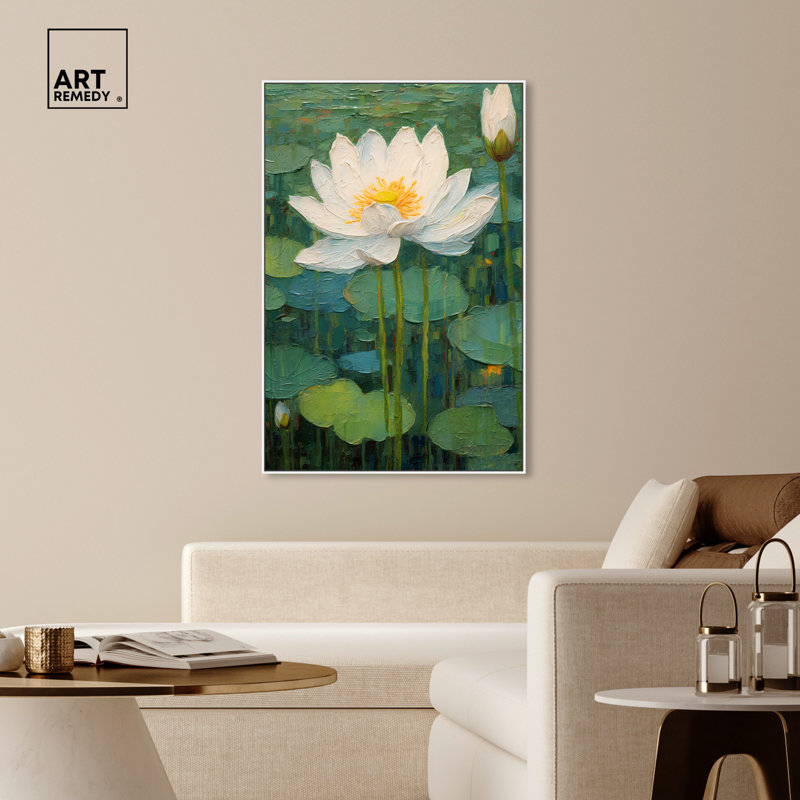 Art Remedy This Is My Waterlily, impressionisme encadré, H 55 po x l 37 po, Cadre doré