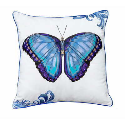 Embroidered Outdoor Throw Pillow