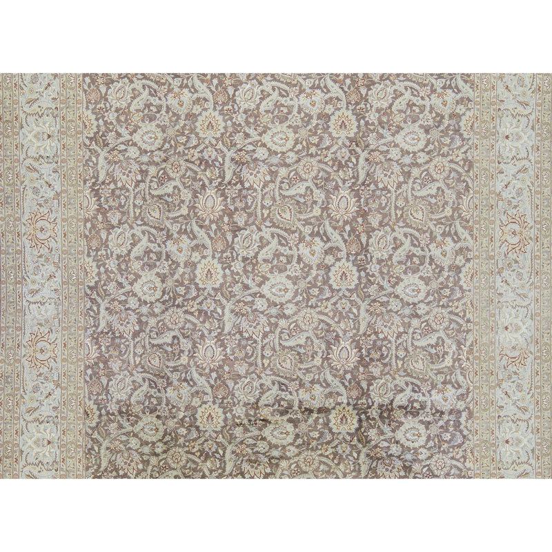 Tapis beige noué à la main de haute qualité