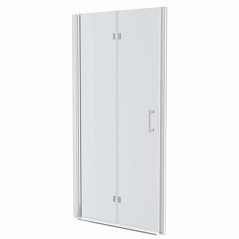 Porte de douche pliante sans cadre avec verre trempé l 32 po x H 72 po, 1/4 po (6 mm), Chrome
