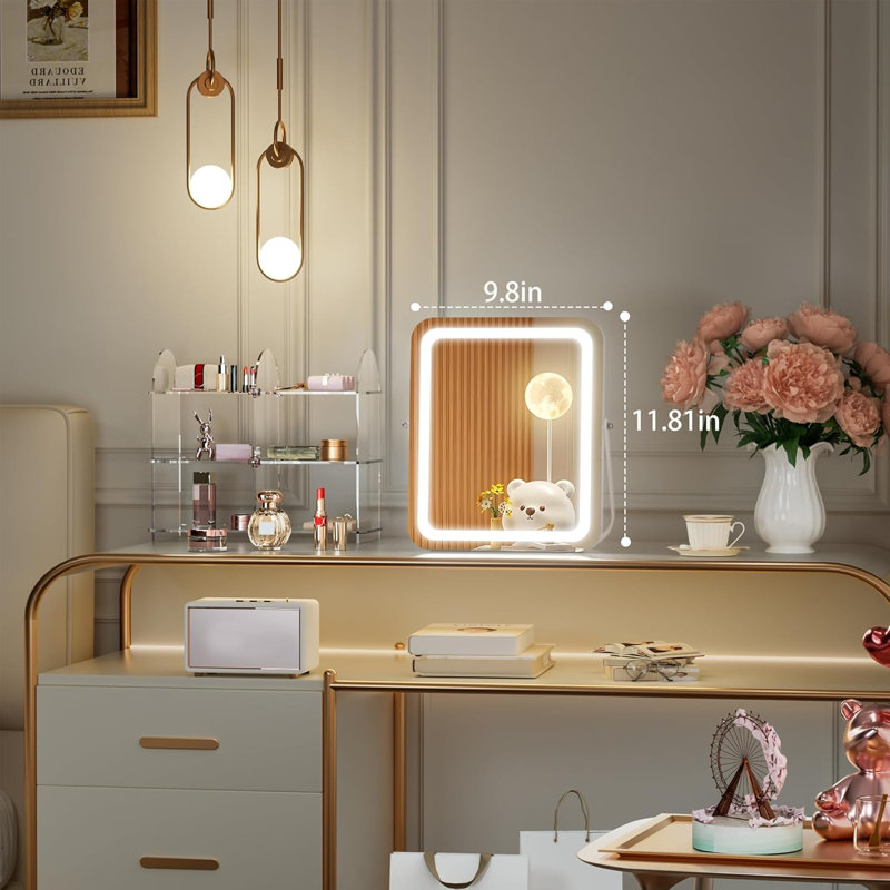 LED Makeup Mirror With Adjustable Lighting, 3 Color Modes, Smart Touch Control, 360° Rotation, Dimmable Vanity Mirror For Precise Application