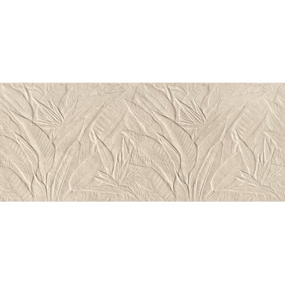 Carreau mural en céramique 3D sculpté à motif botanique Shibumi 51 x 122 cm – Aspect pierre texturée