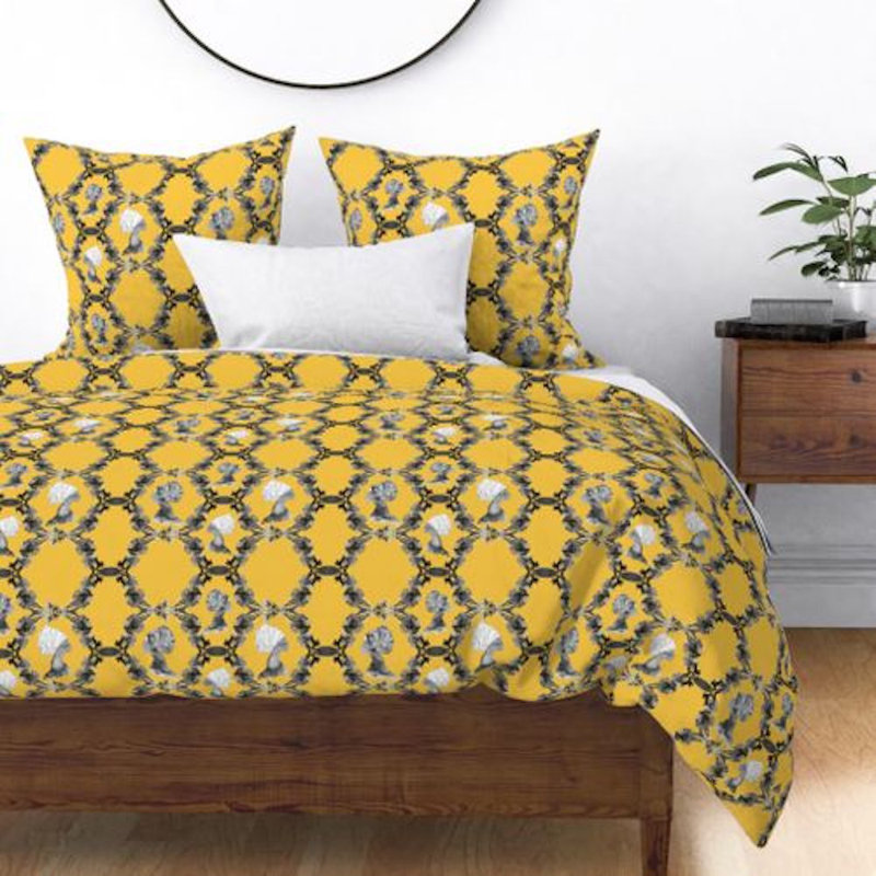 Sisters Sateen Duvet Cover, King Duvet Cover, Gold
