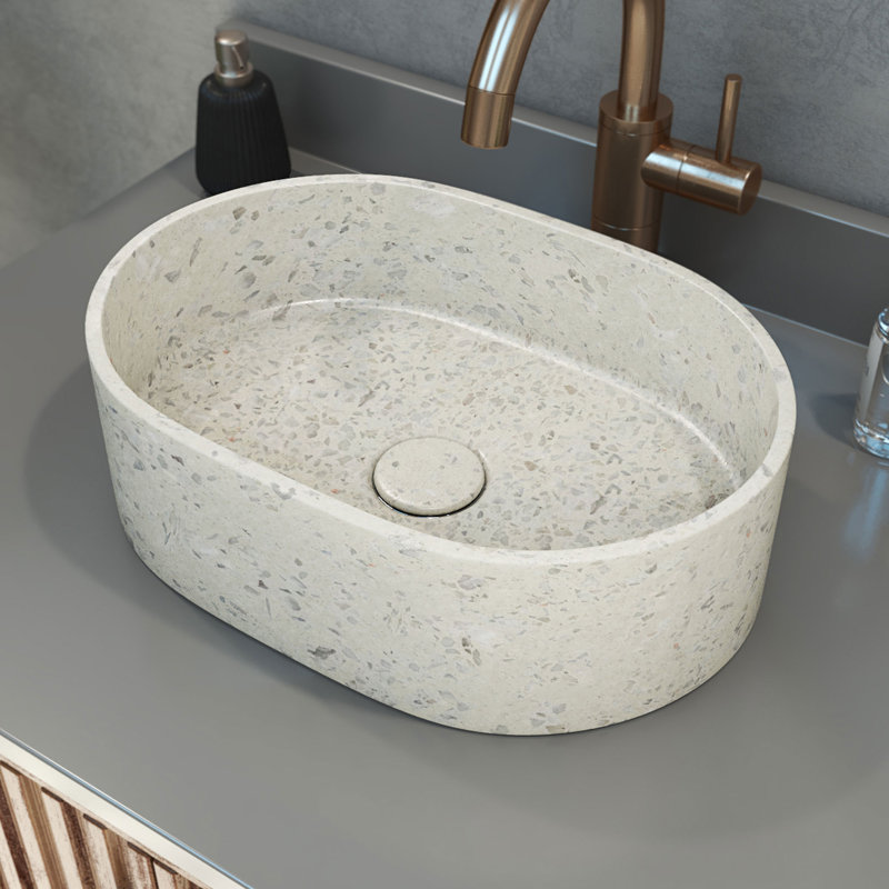 Lavabo de salle de bain vasque ovale 10 "Terrazzo DreamLine Ambia, Blanc