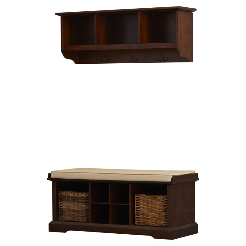 Banc de rangement avec tablettes Agora, Acajou