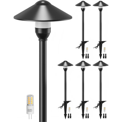 Ensemble de 6 lampes de jardin basse tension avec ampoules G4 3W 3000K, aluminium noir