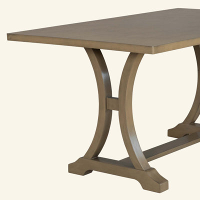 6-Piece Farmhouse Dining Table Set, Rectangular Trestle Table and 4 Upholstered Chairs & Bench for Dining Room