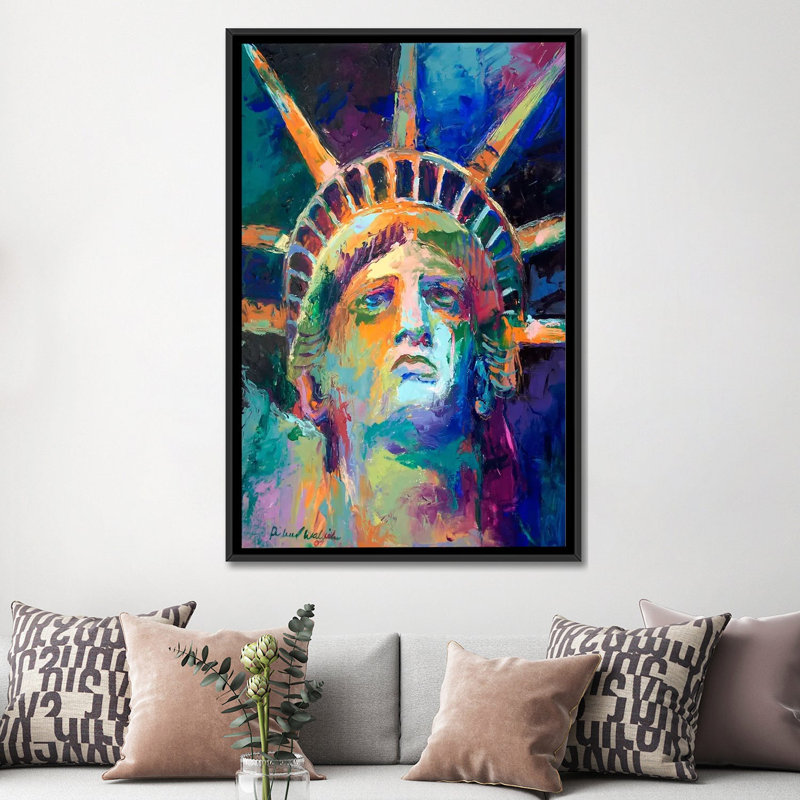 Bunche " Statue " by Richard Wallich, 26" H x 18" W x 1.5" D, Black Framed Canvas, No Mat