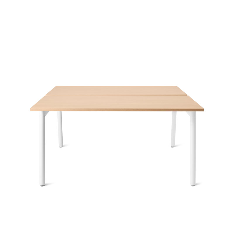 Bureau double Series A, H 29 po x l 56 po x P 57 po, Blanc / chêne naturel