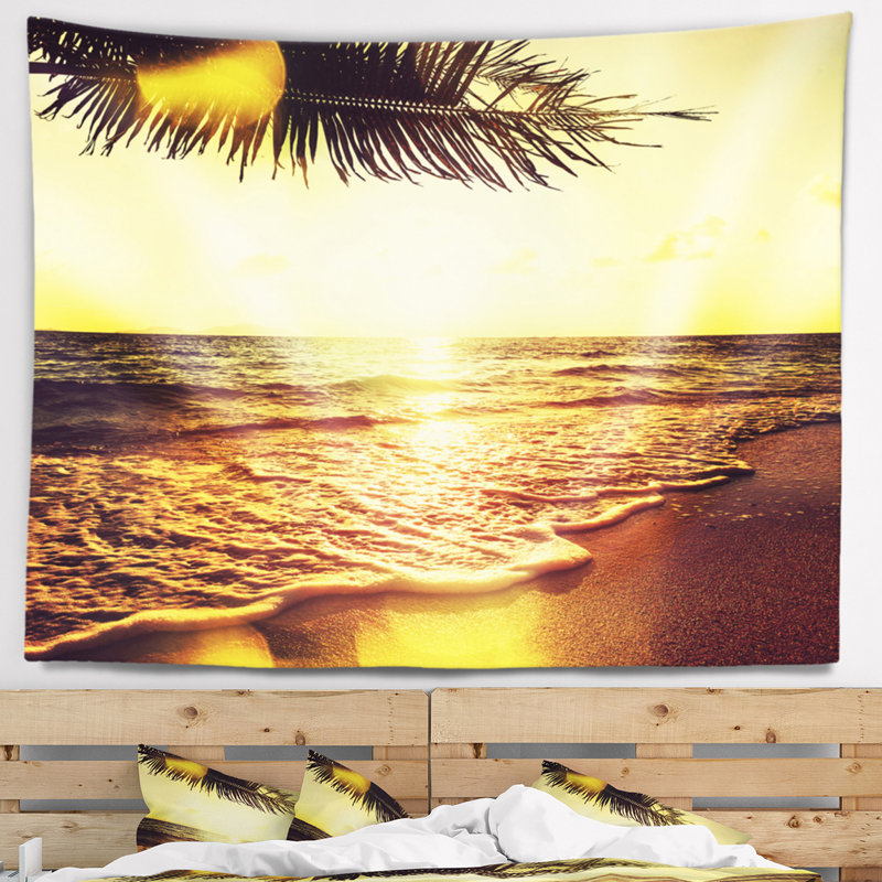 Tapisserie bord de mer jaune tropical, H 32 po x l 39 po