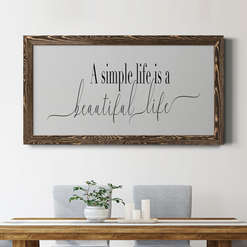«Simple Beautiful Life», art textuel sur toile, Noyer