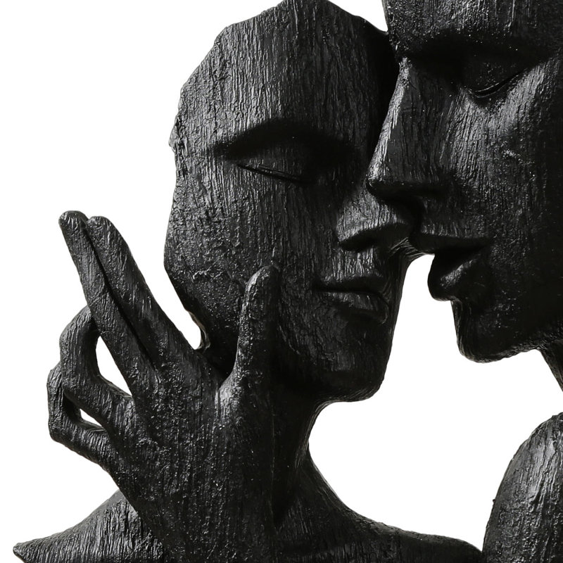 Demier 50cm Black Polyresin Couple Figurine & Sculptures with White Base for Living Room Decoration