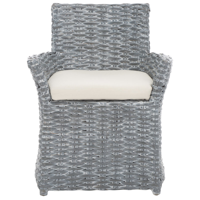 Sephina 17.3'' H Cotton Upholstered Armchair, Gray White Wash / White