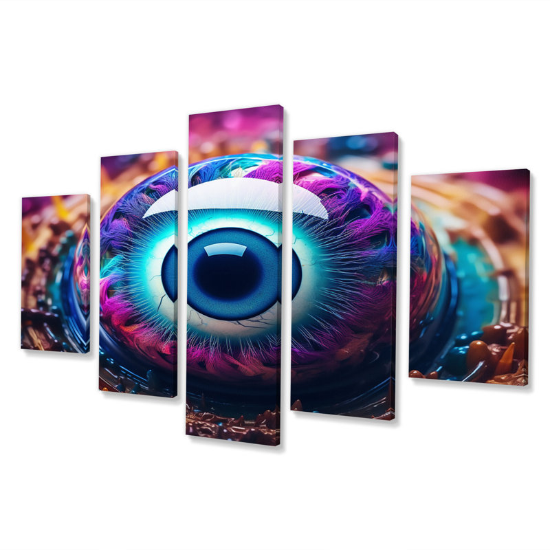 Eye of Consciousness Retro Futuristic I - Décoration murale moderne - 5 panneaux