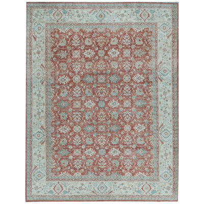 Hand-Knotted High-Quality Rust and Ivory Area Rug