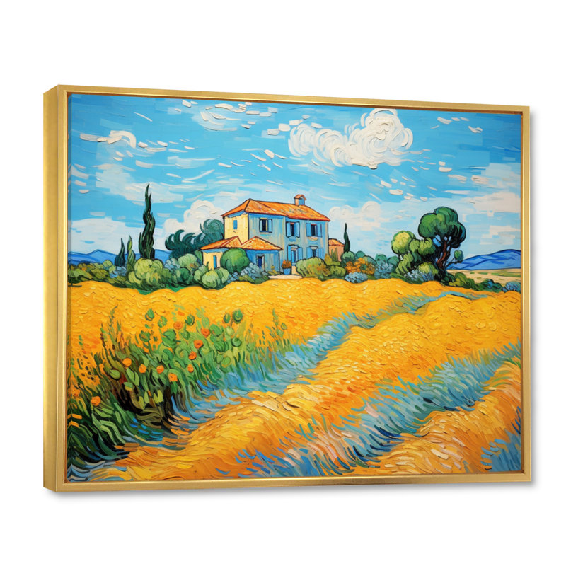 Vangogh, la maison jaune à Arles II, encadrée sur toile par Vincent Van Gogh, peinture, H 30 po x l 40 po x P 1,5 po