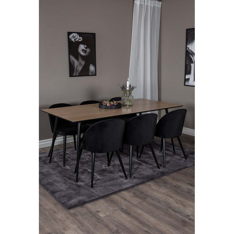 Cano 6 - Person Dining Set, Beige, Black, Black