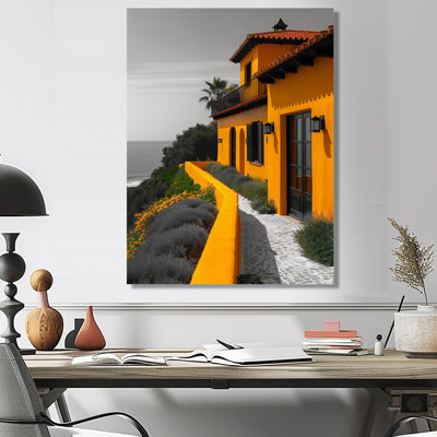 «Yellow Grey Summer Coastal Cove Hotel», art mural hôtels et loges