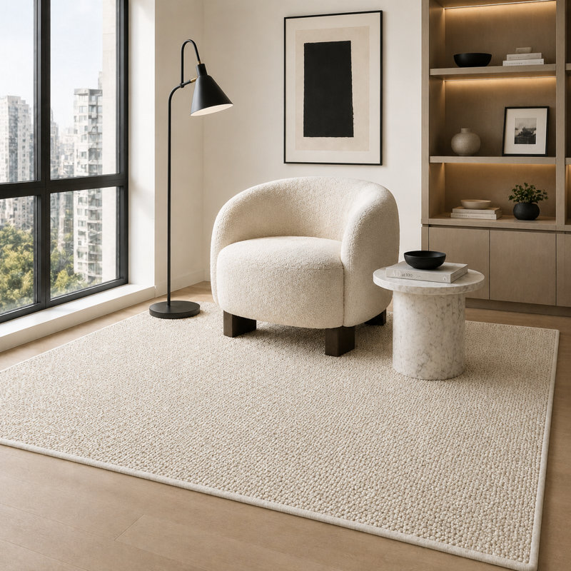 Low-Profile Non-Slip Indoor Area Rug, Washable & Stain Resistant, 23" x 35", White