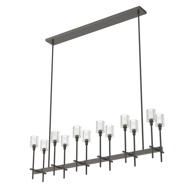 Salita 12 - Light Pendant, Urban Bronze, Ribbed Crystal