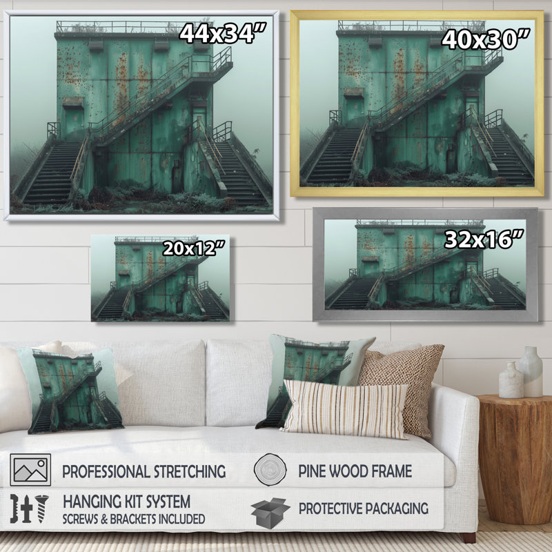 «Monocrhome», art mural gris et vert, Toile encadrée noire simple, H 12 po x l 20 po x P 1 po