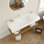 Meuble-lavabo de 48 po avec lavabo vasque, lavabo intégré mural flottant rectangulaire en acrylique blanc sans robinet, tablette rayée, couleur grain de bois noyer foncé